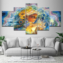 Pintura al óleo abstracta de chica hermosa, arte de pared moderno, imágenes, impresiones en lienzo, obra de arte sin marco, 5 piezas 2024 - compra barato