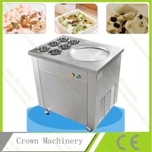 Free Shipping Big Dia Pans Fried Ice Cream Maker Machine Commercial Ice Cream Roll Frying Appliance with 6 Barrels 2024 - buy cheap