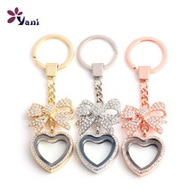 10pcs/lot Free shipping Floating Locket Keychains With 30mm Crystal Heart Glass Living Memory Charms Locket Pendant For Women 2024 - buy cheap