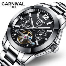 Carnival Tourbillon Mechanical Watch Men Stainless Steel Ceramic Strap Automatic Mens Watches Luxury Brand Clock montre homme 2024 - buy cheap