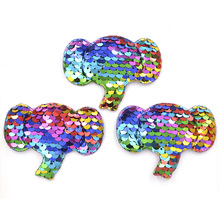 16Pcs 72*55mm Glittering Rainbow Sequins Padded Patches Elephant Appliques for Sew on Clothes DIY Craft Hair Bow Accessories F57 2024 - buy cheap