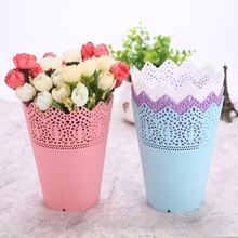 Pink/White/Blue Plastic Desk Tidy Holder Pen Container Lace Plant Vase Pot Flower Pot Pen Container Flower Vase Organizer 2024 - buy cheap