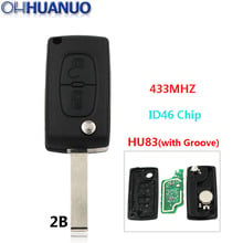 Folding Smart car remote key 2 button For Citroen 0536 model 433 Mhz ID46 chip Uncut HU83 Blade (with Groove) 2024 - buy cheap