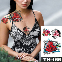 Водостойкая временная татуировка наклейка красная роза кружево геометрический узор романтическая Вода Передача боди-арт флэш поддельные татуировки 2024 - купить недорого