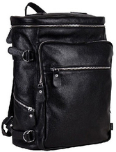 Mochila De Cuero genuino marrón para hombre, morral escolar de viaje, color negro, a la moda, Envío Gratis 2024 - compra barato