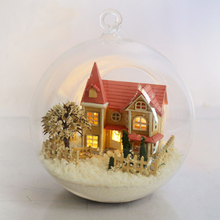 Casa de bonecas em miniatura 3d artesanal, casa com bola de vidro para presente de natal, brinquedos para crianças b009 # e 2024 - compre barato