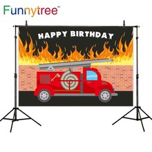 Fondo de árbol divertido para estudio fotográfico, caricatura de tema de bombero, fiesta de cumpleaños, camión de bomberos, Fondo de fotomatón para niños 2024 - compra barato