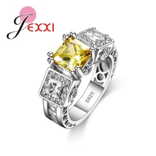 Anéis de prata esterlina para mulheres, anéis de prata para mulheres, brancos ou amarelos, joias e bijuterias para casamento e noivado 925 2024 - compre barato