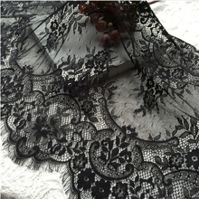 Free Shipping Black/White Soft Eyelash Cutout Lace Fabric DIY Lace Trim Width 45cm 3M/lot 2024 - buy cheap