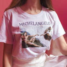 Michelangelo Sistina 2019 summer tshirt ulzzang tumblr t shirt women t-shirt harajuku kawaii femme t shirt fashion 2024 - buy cheap