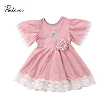2018 Brand New Toddler Infant Child Kids Pageant Princess Baby Girls Lace Dress Lace Floral Party Dress Ruffled Sundress 1-5T 2024 - buy cheap