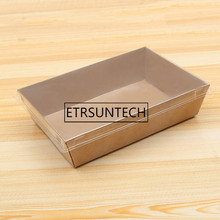 200sets Disposable food containers 950ML kraft paper packing box with transparent lid fast food boxes 2024 - buy cheap