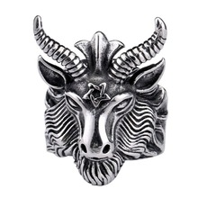 2017 Cool 316L Stainless Steel ring Vintage Man's Bull Head Magic Star Ring 2024 - buy cheap
