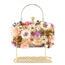 Bolso de mano de moda europea y americana para mujer, bolso de mano con cuentas de flores, paquete de fiesta de boda y Banquete de lujo 2024 - compra barato