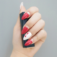 Uñas postizas de Stiletto con diseño de corazón rojo, conjunto de 24 unidades, para el Día de San Valentín 2024 - compra barato