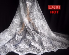 LASUI 2017 NEW Noble and beautiful  Corded+ Sequin embroidery flowers  lace fabrics DIY  Wedding dress   X0236 2024 - buy cheap