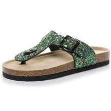 Sandalias de corcho Multicolor brillante para mujer, chanclas femeninas de diseñador de marca, chanclas cómodas, zapatos de playa de verano 2024 - compra barato