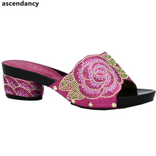 New Arrival Sandalias Rasteiras Femininas 2018 Nigerian Women Wedding Shoes Decorated with Rhinestone Ladies Sandals with Heels 2024 - buy cheap