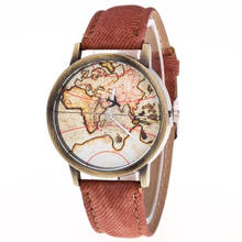 TZ#501 Fashion Women's World Map Cowboy Band Analog Quartz Wrist Watch   2024 - buy cheap