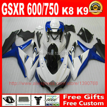 Personalize kit Carenagem para SUZUKI 08 09 10 GSXR 600/750 K8 GSXR600 GSXR750 2008 2009 2010 branco azul carenagens pretas definir BM86 2024 - compre barato