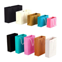10 unids/lote de bolsas de regalo de papel blanco, bolsas de papel de compra de ropa para regalo, bolsas de papel Kraft con asas de 20 tamaños 2024 - compra barato