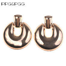 PPG&PGG Fashion Alloy Metal Earring For Women 2018 Statement Drop Earrings Accessories Gifts Gold Color Geometric Around Jewelry 2024 - buy cheap
