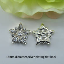(J0633)100pcs/lot, 16mm diameter rhinestone metal button,silver plating,flat back ,flower shape 2024 - buy cheap