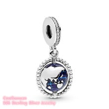 Summer Original 100% 925 Sterling Silver Spinning Globe Dangle Charm Blue Enamel beads Fits Brand bracelets Jewelry 2024 - buy cheap