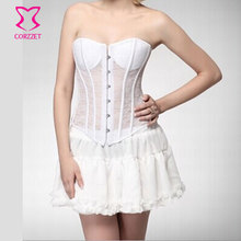 Women Wedding Gothic Lingerie Chest Binder Strapless Padded Lace White Corset Sexy Bridal Bustier Top Corpetes E Espartilhos 2024 - buy cheap