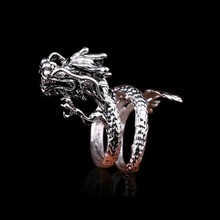 hot sell new - free shipping   Beautiful Tibet Silver very nice Panlong dragon luck Thumb Ring 2024 - buy cheap