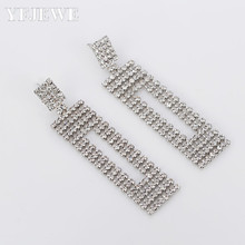 YFJEWE-pendientes largos de cristal de lujo para mujer, Color plata, joyería con estilo, diseño geométrico, E084 2024 - compra barato