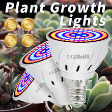 Lâmpada led para cultivo de plantas e27, e14, 220v, gu10, espectro completo, mr16, vegetal, com 48, 60, 80leds 2024 - compre barato