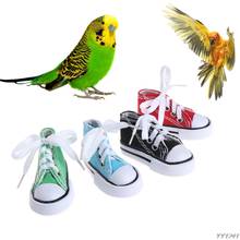 Игрушки для птиц, мини парусиновая обувь, украшение для жевания, подвесная клетка, Забавный попугай, ремесло 2024 - купить недорого
