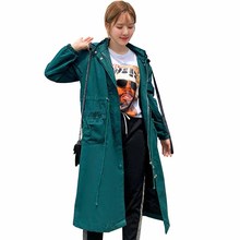 2019 Fashion Long Trench Coat Women Spring Autumn Plus size 4XL Hooded Windbreaker Casual Top Female Loose Trench Outerwear G297 2024 - compre barato