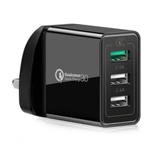 SOONHUA-cargador USB de 3 puertos, cargador de pared con enchufe de Reino Unido, QC 3,0, 7 tipos de protección, para iPhone X, Samsung S9, novedad, 30W 2024 - compra barato
