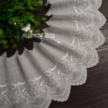 New Arrival 5 Yards Off-white DIY Lace Fabric High Quality Cotton Cloth Embroidered Lace Trim Width 13cm Free Shipping 2024 - buy cheap