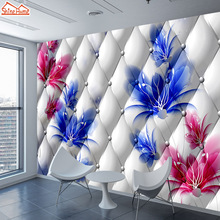 Papel de parede 3d para sala de estar, mural de flores, decoração em l, mural, casca e enrola macia 2024 - compre barato