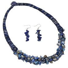 YACQ Lapis Lazuli 925 Sterling Silver Wide Choker Necklace Dangle Drop Earrings Jewelry Set Gifts for Women Mom Teen Girl 2024 - buy cheap