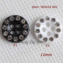 Botones de plástico negro/blanco de alta calidad para camisa, botones de costura de 12mm con parte trasera plana de diamantes de imitación para camisa a la moda 2024 - compra barato