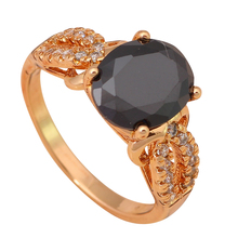 Popular vintage Black Onyx  Gold color Fashion Jewelry Nickel & Lead Free K Plating Crystal Rings USA Size #6.5 #5.5 JR1886A 2024 - buy cheap