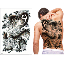 2018 nuevo tatuaje súper grande pegatina completa espalda pecho tatuajes temporales belleza serpiente diseño de dragón grande falso tatuaje mujer cool hombres 2024 - compra barato