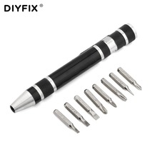 DIYFIX Portable 8 in 1 Screwdriver Aluminum Pen Style Multi-Tool Precision Mobile Phone Repair Tool Kit Screwdriver Set Bits 2024 - buy cheap