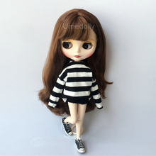 1 Set Handmade 30cm Doll Clothing Long Stripe T-shirt and Shorts for Barbies, Blyth, Licca, Azone 1/6 Doll Clothes Accessories 2024 - buy cheap