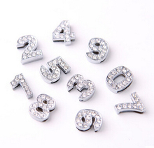 10MM Full Rhinestones Number Slide Charm 20PCS/lot " 0--9 Can Choose Each Number " Fit For DIY Keychains & Wristband 2024 - buy cheap