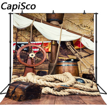 Capisco Pirate Backgrounds Ship Navigation Deck World Map Dream Child Kid Portrait Photography Backdrops Photocall Photo Studio 2024 - buy cheap