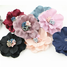 Handmade Fabric Chiffon Flower Craft DIY Jewelry Findings Flatback Floral Patch Sticker Fit Girls Headband Hair Jewelry Clips 2024 - buy cheap