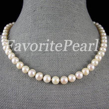 White Pearl Necklace - 8-9MM 18 Inches White Genuine Freshwater Pearl Necklace Fashion Lady's Bridesmaid Wedding Gift Jewelry 2024 - buy cheap