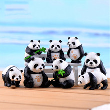 Resina divertida Panda bebés ornamento Hada jardín miniatura terrario estatuilla decoración 4 unids/set/set lindo Panda musgo Micro paisaje 2024 - compra barato