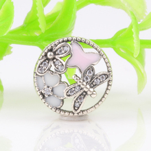 Hot Sale Silver Color Charm Bead Flower Butterfly Glaze Crystal Beads For Original Pandora Charm Bracelets & Bangles Jewelry 2024 - buy cheap