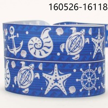 NEW arrival 50 yards blue seabed animals pattern printed grosgrain ribbon DIY hairbow 2024 - buy cheap